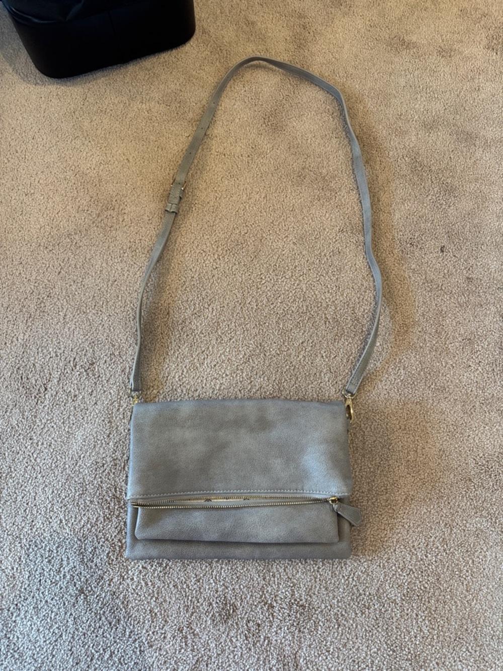 Urban Expressions Gray Foldover Crossbody Bag with Front Zip